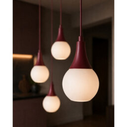 Luminosa Lighting Luminosa Lacrima Cluster Pendant Ceiling Light Burgundy White Glass Shade 5X E27 - thumbnail 3