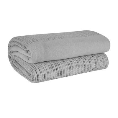 Ehc Cotton Soft Hand Woven Reversible Lightweight Adult Cellular Blanket, Double 230Cm X 230Cm, Smoke - image 1