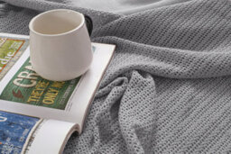 Ehc Cotton Soft Hand Woven Reversible Lightweight Adult Cellular Blanket, Double 230Cm X 230Cm, Smoke - thumbnail 6