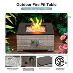 Asownsun Rattan Garden Furniture Set With Fire Table 3 Pieces Outdoor Sectional Sofa Set - thumbnail 4