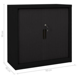 Vidaxl Sliding Door Cabinet Black 90X40X90 Cm Steel - thumbnail 9