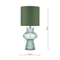 Suelita Table Lamp Green Ribbed Glass And Antique Brass With Shade - thumbnail 4