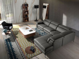 Angel Cerda Modern Dark Grey Leather Chaise Longue Sofa For Ultimate Relaxation - thumbnail 3