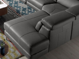 Angel Cerda Modern Dark Grey Leather Chaise Longue Sofa For Ultimate Relaxation - thumbnail 4