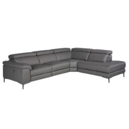 Angel Cerda Modern Dark Grey Leather Chaise Longue Sofa For Ultimate Relaxation - thumbnail 1