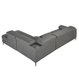 Angel Cerda Modern Dark Grey Leather Chaise Longue Sofa For Ultimate Relaxation - thumbnail 6