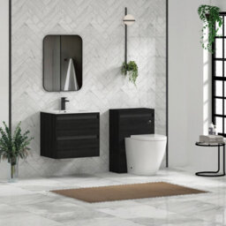 Royal Bathrooms Orion 600mm Wall Hung Bathroom Vanity Unit 2 Drawer Hale Black With Carrara White Basin & Black Accent Trim - thumbnail 5