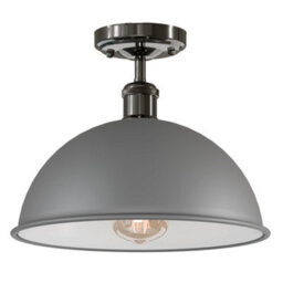 Industrial Semi Flush Mount Vintage Ceiling Light With 30Cm Metal Dome Shade For Kitchen Bathroom Porch Living Room