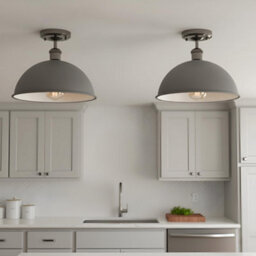 Industrial Semi Flush Mount Vintage Ceiling Light With 30Cm Metal Dome Shade For Kitchen Bathroom Porch Living Room - thumbnail 5