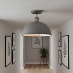 Industrial Semi Flush Mount Vintage Ceiling Light With 30Cm Metal Dome Shade For Kitchen Bathroom Porch Living Room - thumbnail 2