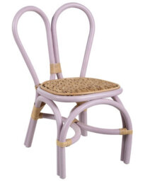 Beliani Kids Chair Violet Natural Rattan With Heart Backrest - Child-Sized Seating For Bedrooms And Reading Corners - thumbnail 3