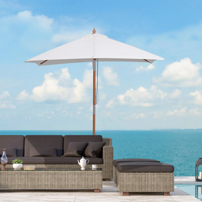 Outsunny Wooden Patio Umbrella Market Parasol Outdoor Sunshade Cream White - image 1