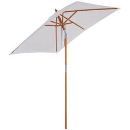 Outsunny Wooden Patio Umbrella Market Parasol Outdoor Sunshade Cream White - thumbnail 2