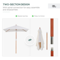 Outsunny Wooden Patio Umbrella Market Parasol Outdoor Sunshade Cream White - thumbnail 7