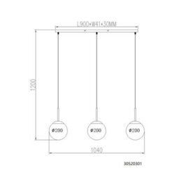 Luminosa Lighting Luminosa Kop Bar Pendant Ceiling Light Nickel Matt Balls Opal Alabaster Optic Glass Shade 3X E27 - thumbnail 2