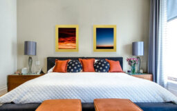 Frames By Post Metro Gold Frame With Blue Mount For Image Size 18 X 12 - thumbnail 4