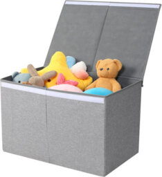 Xample Toy Box Chest With Lid, Collapsible Sturdy Foldable Toy Storage Organizer Boxes Bins Baskets For Kids', Clothes, Books & Nursery - thumbnail 3