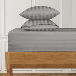 Ameha Stripe Fitted Sheet 40 Cm Deep Pocket- Hypoallergenic Easy Care Silver Bed Sheets Uk King Bedsheet(152X200Cm) - thumbnail 8