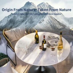 Fativo W 76 X H 100Cm Sintered Stone Marble Bar Table Counter Bistro Pub Tables Black Base W/ Gray Pattern - thumbnail 5