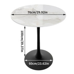 Fativo W 76 X H 100Cm Sintered Stone Marble Bar Table Counter Bistro Pub Tables Black Base W/ Gray Pattern - thumbnail 2