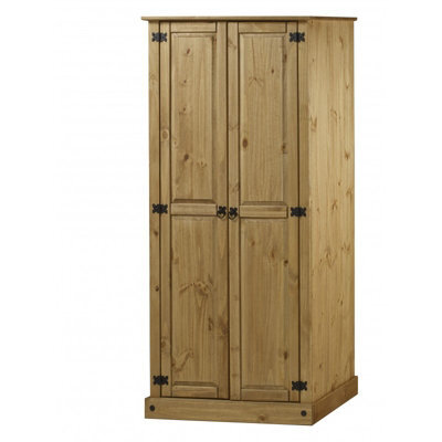 Mercers Furniture Corona Budget 2 Door 1 Shelf Double Wardrobe Solid Wood Pine Wooden With Mexican Styling - image 1