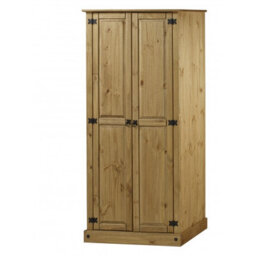 Mercers Furniture Corona Budget 2 Door 1 Shelf Double Wardrobe Solid Wood Pine Wooden With Mexican Styling - thumbnail 1
