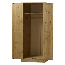 Mercers Furniture Corona Budget 2 Door 1 Shelf Double Wardrobe Solid Wood Pine Wooden With Mexican Styling - thumbnail 2