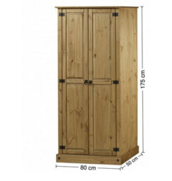 Mercers Furniture Corona Budget 2 Door 1 Shelf Double Wardrobe Solid Wood Pine Wooden With Mexican Styling - thumbnail 4