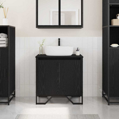 Berkfield Bathroom Sink Cabinet Black Oak 60X35X60 Cm Engineered Wood - image 1
