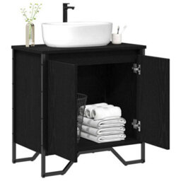 Berkfield Bathroom Sink Cabinet Black Oak 60X35X60 Cm Engineered Wood - thumbnail 3
