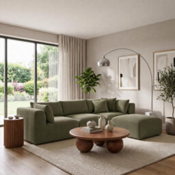 Furniturebox Uk Drift Green Boucle Fabric 3 Seater Modular Chaise Sofa - thumbnail 5