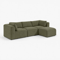 Furniturebox Uk Drift Green Boucle Fabric 3 Seater Modular Chaise Sofa - thumbnail 6