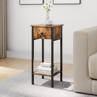 Thehotsale 70Cm H X 30Cm W X 30Cm D Side Table Industrial End Table With Storage Shelf And Drawer - image 1
