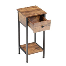 Thehotsale 70Cm H X 30Cm W X 30Cm D Side Table Industrial End Table With Storage Shelf And Drawer - thumbnail 4