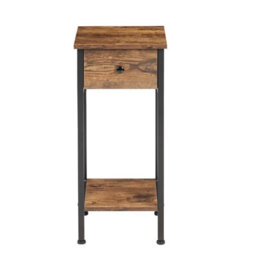Thehotsale 70Cm H X 30Cm W X 30Cm D Side Table Industrial End Table With Storage Shelf And Drawer - thumbnail 3