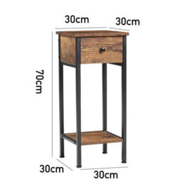 Thehotsale 70Cm H X 30Cm W X 30Cm D Side Table Industrial End Table With Storage Shelf And Drawer - thumbnail 6