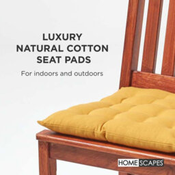 Homescapes Mustard Yellow Seat Pads Or Cotton Chair Cushions 40X40 Cm, Set Of 4 Plain Chair Pads For Dining, Kitchen Or Outdoor - thumbnail 2