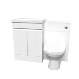 Nes Home White Floor Standing 600mm Vanity Unit 2 Door With Wc Unit & Btw Toilet - thumbnail 4