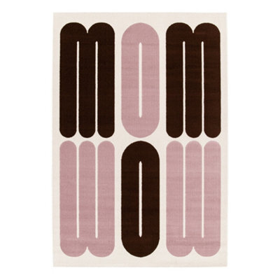 Sweeek - Indoor Rug With Pink And Brown Graphic Pattern 290X200Cm - Nola - image 1
