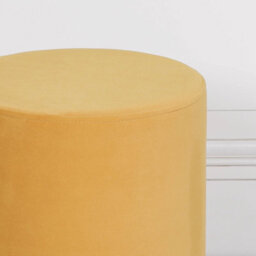 Amour Mustard Yellow Velvet Pouffe Gold Trim Round Stool Ottoman - thumbnail 2