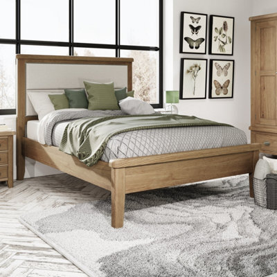 Home Source Holcombe Smoked Oak Solid Wood With Oak Veneer King Bed Frame - image 1