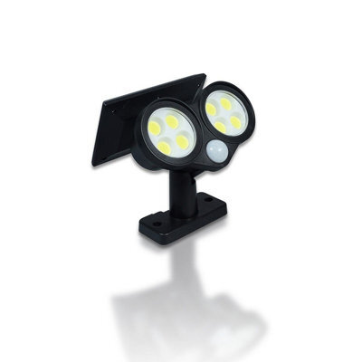 Solar Powered Twin Led Pir Motion Sensor Security Lamp - 300 Lumen Wall Or Floor Mounted Outdoor Light With 7M Detection Range - image 1