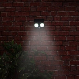 Solar Powered Twin Led Pir Motion Sensor Security Lamp - 300 Lumen Wall Or Floor Mounted Outdoor Light With 7M Detection Range - thumbnail 2