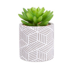 Candlelight Green 12Cm Succulent Artificial Plant In Grey Ceramic Pot - thumbnail 1