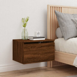 Berkfield Wall-Mounted Bedside Cabinet With Led Lights Brown Oak - thumbnail 4