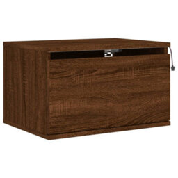 Berkfield Wall-Mounted Bedside Cabinet With Led Lights Brown Oak - thumbnail 3