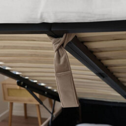 Harper Warm Stone Velvet Winged Ottoman Storage Bed Frame - 5Ft King Size - thumbnail 7