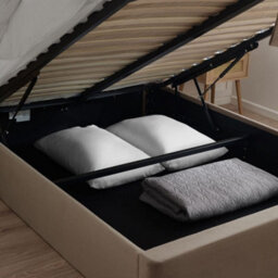 Harper Warm Stone Velvet Winged Ottoman Storage Bed Frame - 5Ft King Size - thumbnail 5