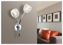 Luminosa Lighting Luminosa Maple 2 Light Indoor Wall Light Chrome, Moulded Clear Glass, G9 - thumbnail 2