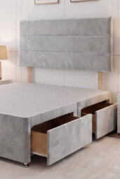 Knight Sleep York Silver Plush 4Ft6 Divan Bed Base With 2 Drawers & Headboard-Double - thumbnail 2